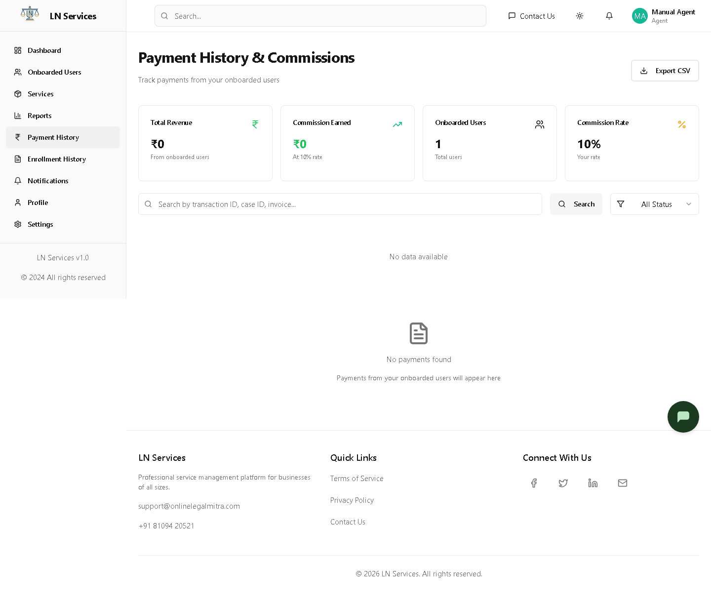 Payment History & Commissions