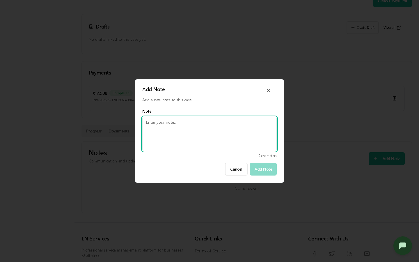 Add Note dialog